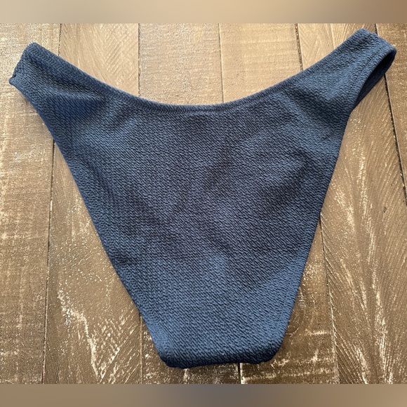 J.‎ Crew NWT Bikini Bottom Women’s L Curved Waist Navy Blue Scrunchie - Picture 4 of 9